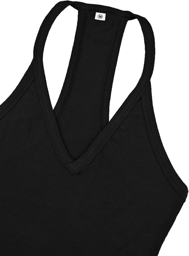 iGENJUN Workout Tops for Women Racerback Basic Tank Summer 2025 Camisole V Neck Slim Fit Ribbed Sleeveless-FlexoryFit