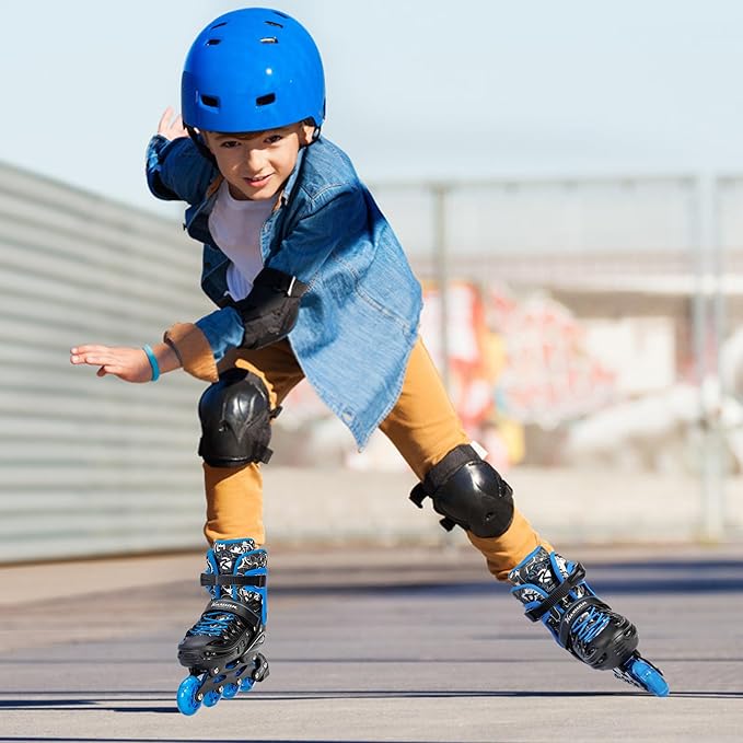 Inline Skates for Kids and Adult, Adjustable Fun Illuminating Skates for Girls, Boys, Women and Men Outdoor and Indoor, Beginner-FlexoryFit