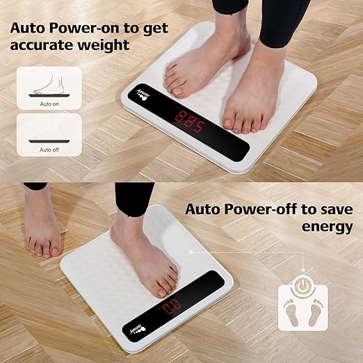 himaly Digital Body Weight Scale Bathroom Scale, Step-On Technology High Precision Measurements Scales with Large Non Slip Silicone Platform and LCD Digital Display, 400lbs/180kg Capacity, White-FlexoryFit