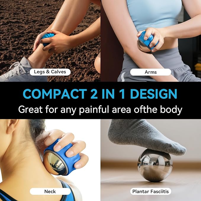 iECO Massage Ice Roller Ball - Stainless Steel Cold & Heat Therapy Massage Tool for Deep Tissue, Sore Muscle, Trigger Point, Muscle Knots Full Body Relax-FlexoryFit