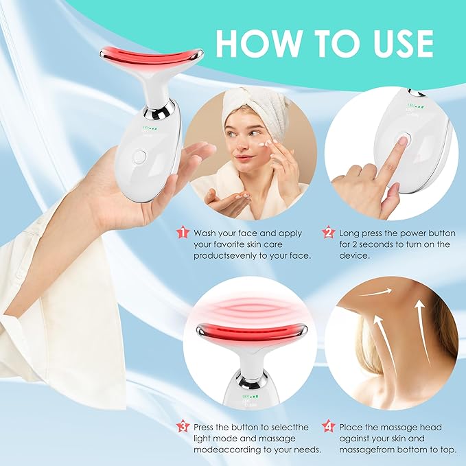 Facial Massager Red-Light-Therapy-for-Face and Neck, Face ๐ฒ culpting Wand with 7 Color (Light White)