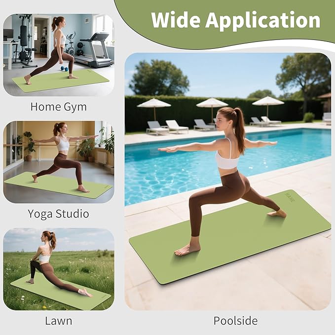 HAHE Non Slip Yoga Mat Wide, (72"L X 32"W, 0.24" Thick) Large Fitness Exercise Mat with Carrying Strap, Eco-Friendly POE Yoga Mats for Home, Gym, Pilates, Stretching-FlexoryFit