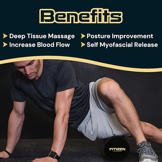 FitNation Foam Roller – High-Density Foam Muscle Roller – Textured Foam Rollers for Muscle Massage, Stretching, Pilates, Yoga-FlexoryFit