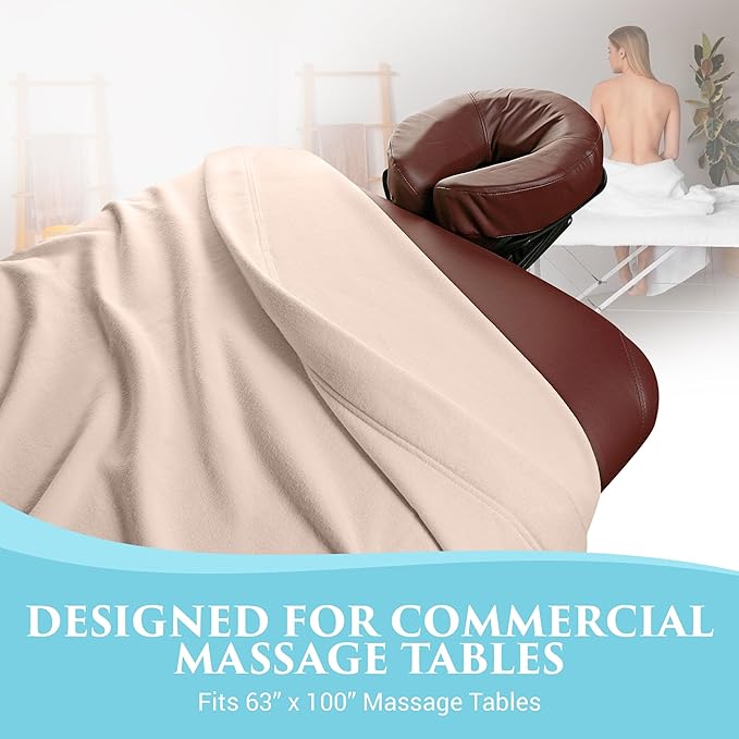 NRG Polar Fleece Blankets Fleece Massage Table Blanket - 60" x 86" - Natural - Ultra Soft, Warm & Comfortable - Lightweight Blanket Perfect for Most Massage Tables - Machine Washable