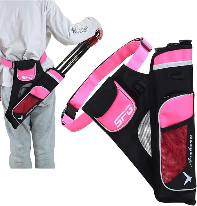 SOPOGER Archery Hip Quiver for Arrows - 3 or 4 Tube Bow Belt Quiver Waist Hanged for Youth Teens Adults Compound Bow Recurve Bow Target Shooting