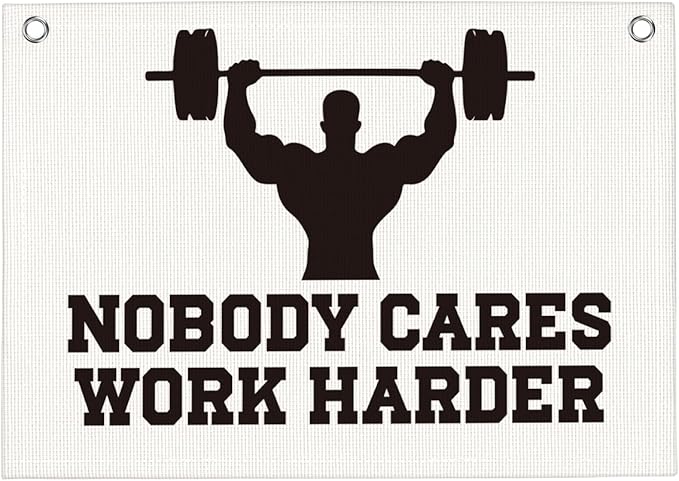 Nobody Cares Work Harder Gym Motivational Wall Art Banner Dorm Posters Gifts for Guys Men Women Gym Flag Decor for Home Gym Bedroom Workout Room 30x20 Inchs