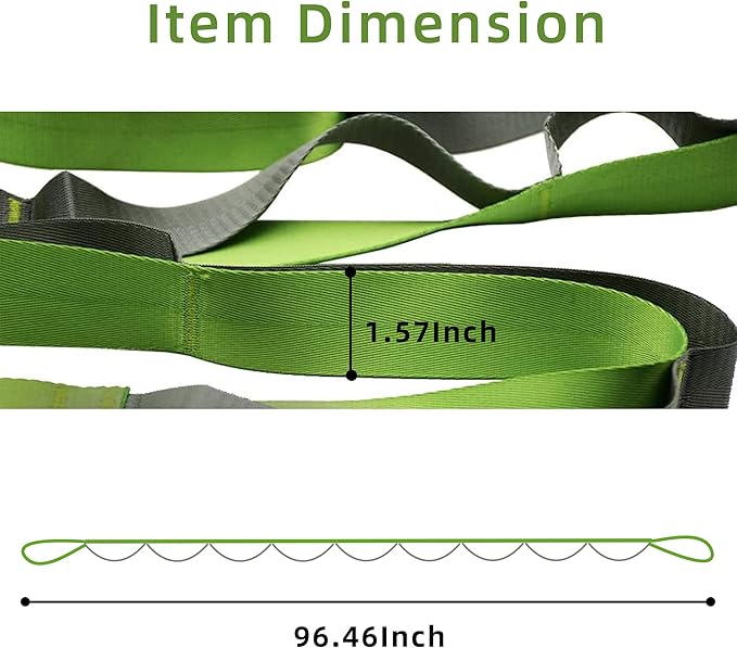 SANKUU Yoga Straps Stretching Strap with 12 Loops Workout Poster, Straps for Stretching Physical Therapy Equipment Long Stretch Out Bands for Exercise, Pilates and Gymnastics for Women Men-FlexoryFit