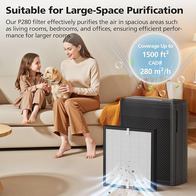 2 Pack P280 P260 Replacement Filter Compatible with TPLMB/YARIKI P280 and AIUZLK P260 Air Purifier, Efficient Air Filter, 3-in-1 Nylon Pre-Filter, HEPA Filter and High-Efficiency Carbon