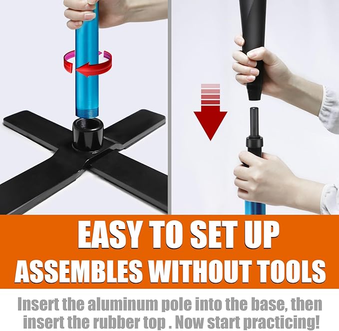 Baseball&Softball Tee,Batting Tee,Adjustable Height:25-37 inches,2 Flexible Top Rubber,X-Style Foldable&Heavy-Duty Base and Carrying Bag for Easy Store&Carrying