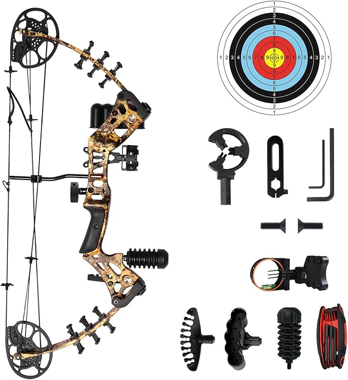Youth Compound Bow Set 15-45 Lbs for Teens and Beginner, Package with Archery Hunting Equipment, Max Speed 260fps, Adjustable, Right Hand