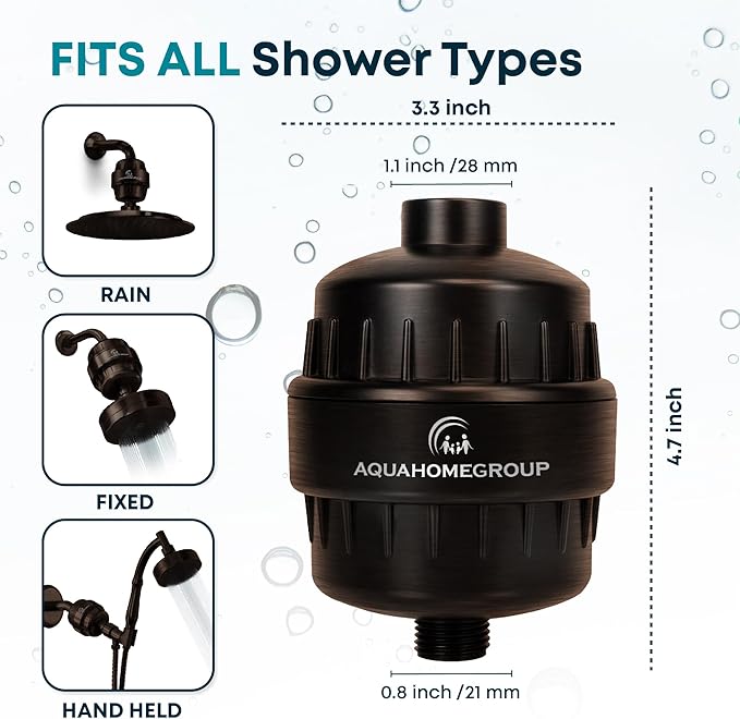 AquaHomeGroup 20 Stage Shower Head Filter with Vitamin C E A for Hard Water - High Output Filters to Remove Chlorine and Fluoride - 2 Cartridges Included - Consistent Flow Showerhead Filter