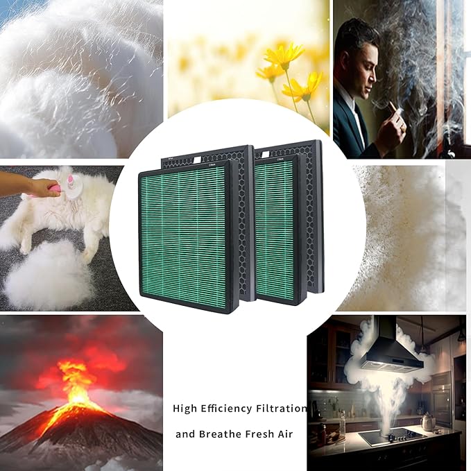 2 Pack Replacement Filter Compatible with Coway AIRMEGA Max2 400 400S 400(G) 400S(G) Air Purifier, Max2 Green H13 True HEPA Active Carbon Filter, AP-2015-FP