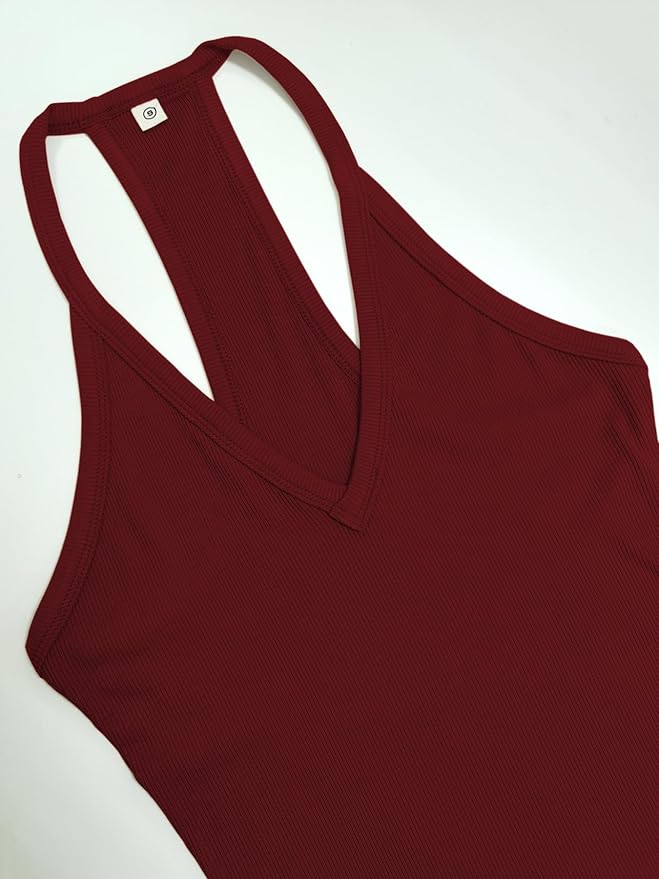 iGENJUN Workout Tops for Women Racerback Basic Tank Summer 2025 Camisole V Neck Slim Fit Ribbed Sleeveless-FlexoryFit