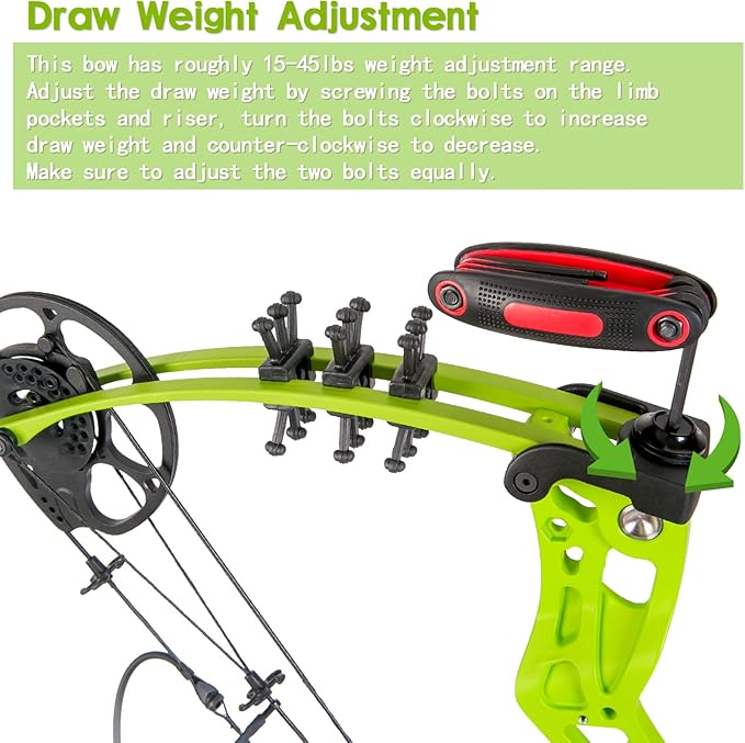 Youth Compound Bow Set 15-45 Lbs for Teens and Beginner, Package with Archery Hunting Equipment, Max Speed 260fps, Adjustable, Right Hand