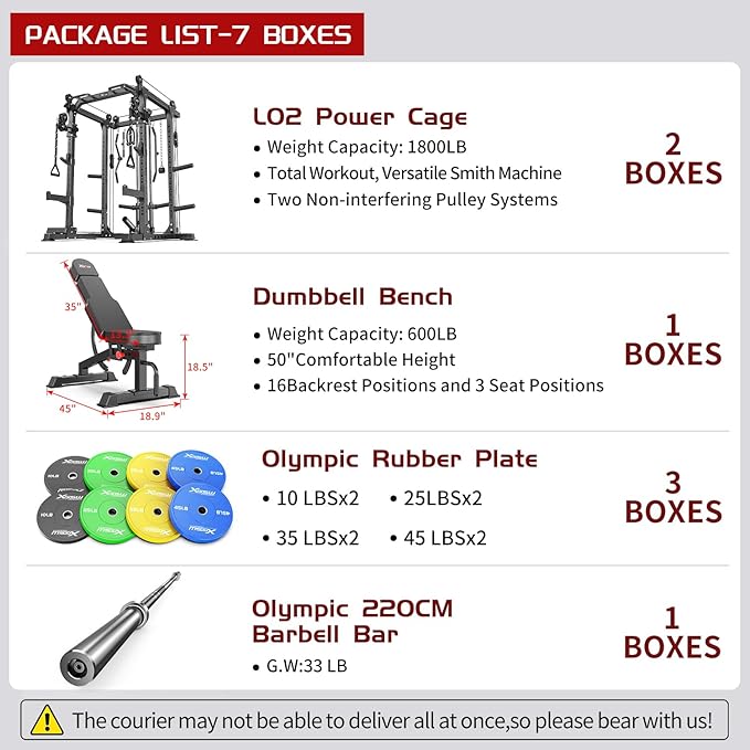 Power Cage,1600lbs Multi-Function Power Rack with Adjustable Cable Crossover System and More Training Attachment, Weight Cage for Home Gym-FlexoryFit