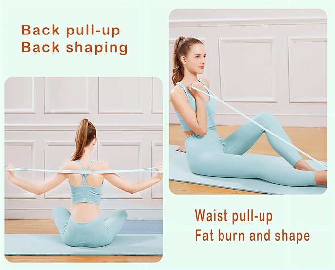 Figure 8 Resistance Band, Arm Back Shoulder Exercise Elastic Rope Stretch Fitness Band, Foot, Leg, Hand Stretcher, Arm Exerciser for Yoga Pilates Stretching Physical Therapy, Home Gym Workout-FlexoryFit