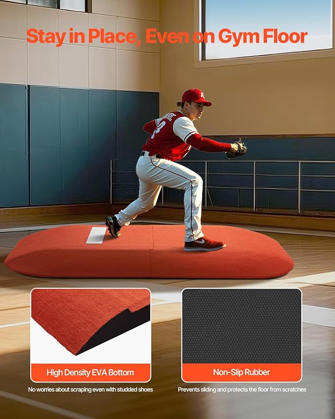 VEVOR Pitching Mound, Baseball Game Mound, Indoor/Outdoor Pitching Practice and Training Equipment, Softball Pitching Aids with Antifade Turf and Pitching Rubber