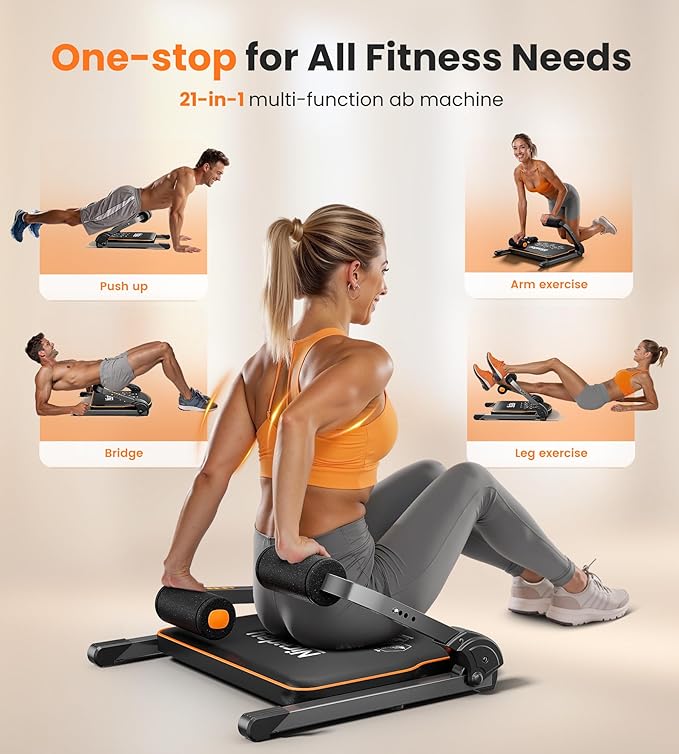 Niceday Ab Workout Equipment, Ab Machine for Stomach Workout, Ab Trainer Machine for Home, Ab Crunch Machine for Home Exercise, Sit Up Machine with Resistance Bands and 330 LBS Weight Capacity-FlexoryFit