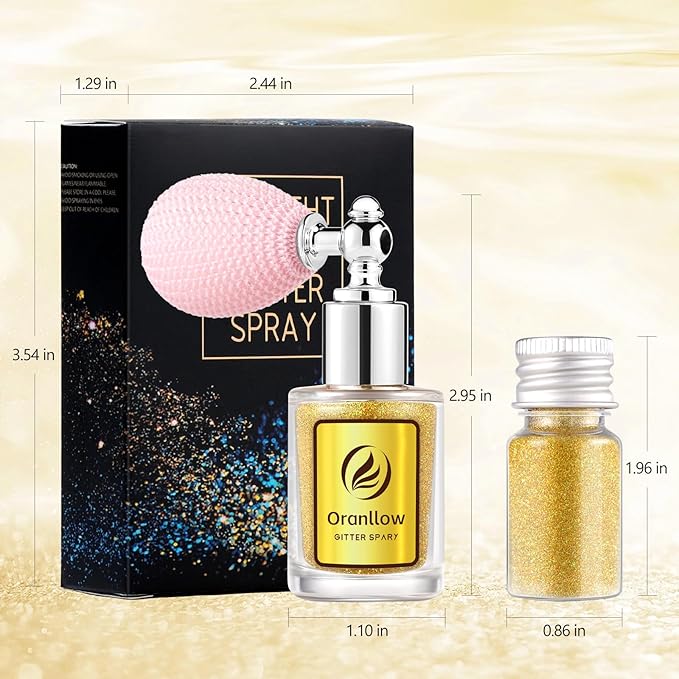 Holographic Body Glitter Spray - Shimmering Hair, Face & Body Sparkle for Festivals, Clothes, Nail Art Crafts Design & Special Events Makeup (Gold)-FlexoryFit