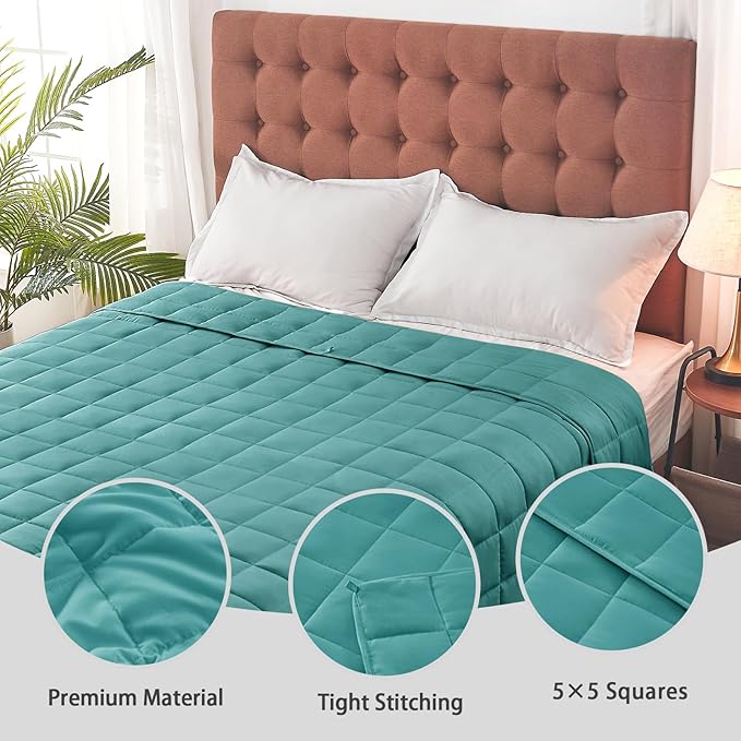 yescool Weighted Blanket for Adults (30 lbs, 88โ x 104โ, Teal) Cooling Heavy Blanket for Sleeping Perfect for 290-310 lbs, King Size Breathable Blanket with Premium Glass Bead
