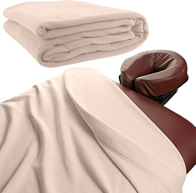 NRG Polar Fleece Blankets Fleece Massage Table Blanket - 60" x 86" - Natural - Ultra Soft, Warm & Comfortable - Lightweight Blanket Perfect for Most Massage Tables - Machine Washable