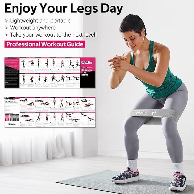 Fabric Resistance Bands for Working Out - Booty Bands for Legs -Glutes Training for Women and Men - Exercise Bands for Squats, Yoga, Physical Therapy -Home Gym Fitness-FlexoryFit