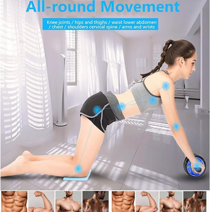 Ab Roller Wheel, Abdominal Wheel for Abdominal Exercise Machine, Arespark Home Gym Equipment for Core Workout, No Noise Ab Roller Exercise Equipment with Knee Mat and Foam Handle-FlexoryFit