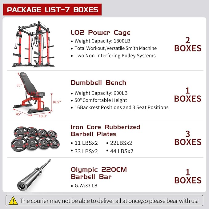 Power Cage,1600lbs Multi-Function Power Rack with Adjustable Cable Crossover System and More Training Attachment, Weight Cage for Home Gym-FlexoryFit
