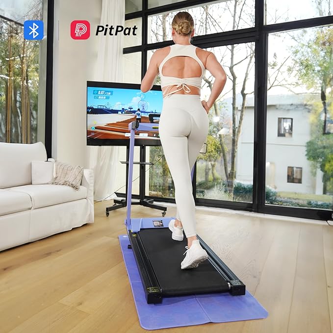 DeerRun Treadmills for Home with Incline and Handles, 3.5 HP Foldable Treadmill 350 LBS Weight Capacity for Small Spaces, Folding Running Machine with Smart APP-FlexoryFit