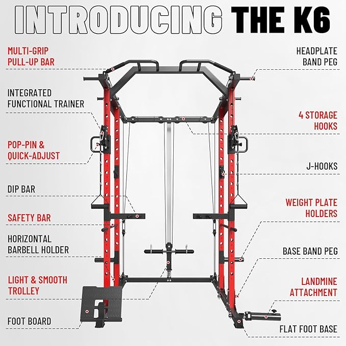 Mikolo Power Cage, Power Rack with Cable Crossover System, 1500LBS Squat Rack with LAT Pull Down System, Workout Cage with Pulley System for Fitness Home Gym-FlexoryFit