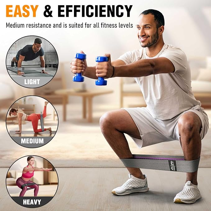 Fabric Resistance Bands for Working Out - Exercise Bands for Women and Men, Booty Bands for Legs and Glute, Yoga, Pilates, Rehab, Fitness and Home Workout-FlexoryFit