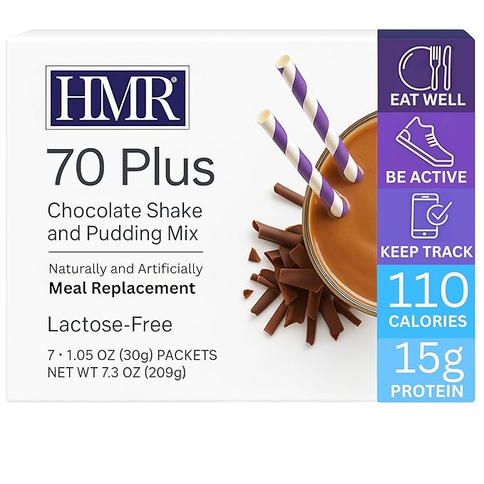 HMR 70 Plus Chocolate Shake & Pudding Mix | Meal Replacement Powder | Lactose-Free | 15g Protein | Supports Healthy Weight Loss | Easy to Make | Low Calorie | 21 Single Serving Packets-FlexoryFit