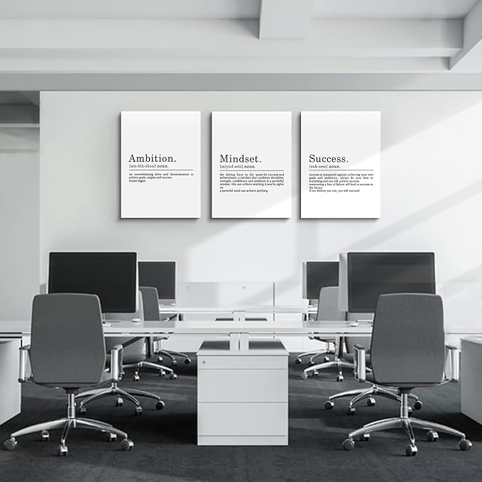 EPHANY ART - Inspirational Canvas Prints - Mindset Quotes, Motivational Wall Art Success Framed Entrepreneur Poster - Positive Quotes Wall Poster for Home Office Workplace (L-3pcs, 24x36inchx3pcs)-FlexoryFit