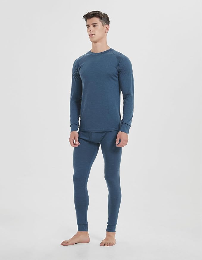 Iguana Mens 100% Merino Wool Base Layer Sets for Ski Lightweight Thermal Underwear-FlexoryFit