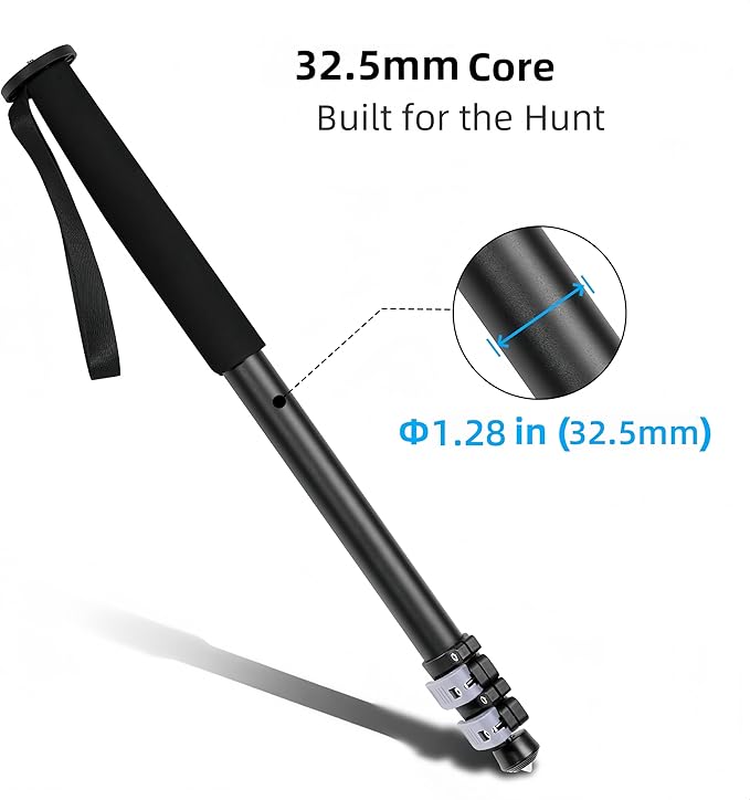 Shooting Stick with V Yoke, 22-62 inches Adjustable Aluminum Shooting Monopod for Hunting Rifles