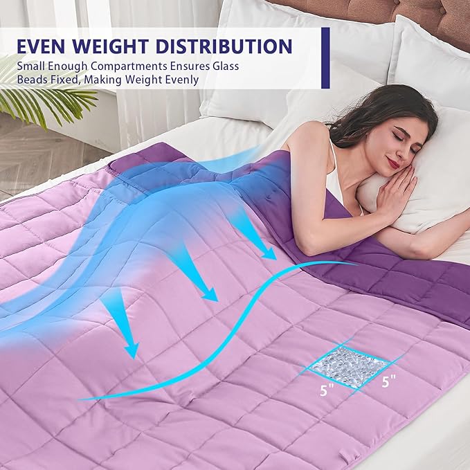 King Size Weighted Blanket for Adults (30 lbs, 80โ x 87โ, Purple) Cooling Heavy Blanket for Sleeping Perfect for 290-310 lbs, Breathable Blanket for Adults & Couple All Season, Machine Washable