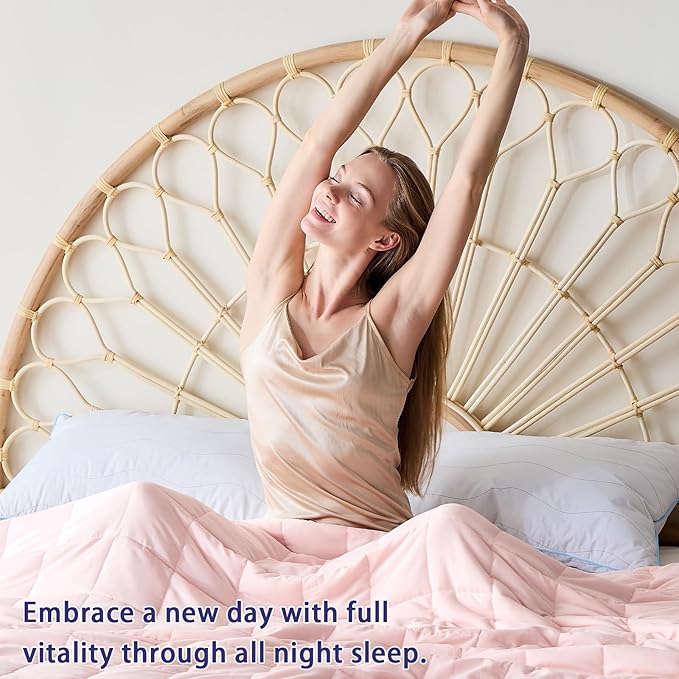 yescool King Size Weighted Blanket for Adults (25 lbs, 80โ x 87โ, Pink) Cooling Heavy Blanket for Sleeping Perfect for 240-260 lbs, Breathable Blanket for Adults & Couple All Season, Machine Washable