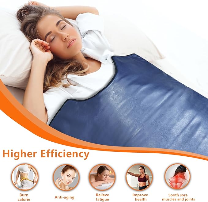 UTK Infrared Sauna Blanket, Sauna Blanket for Detox, Sauna FIR Therapy, Natural Jade & Tourmaline Stone, 660mm Photon, Pain Relief, Sweat Fast, Home SPA, Full-Size Body Blanket, 50 Plastic Wrap