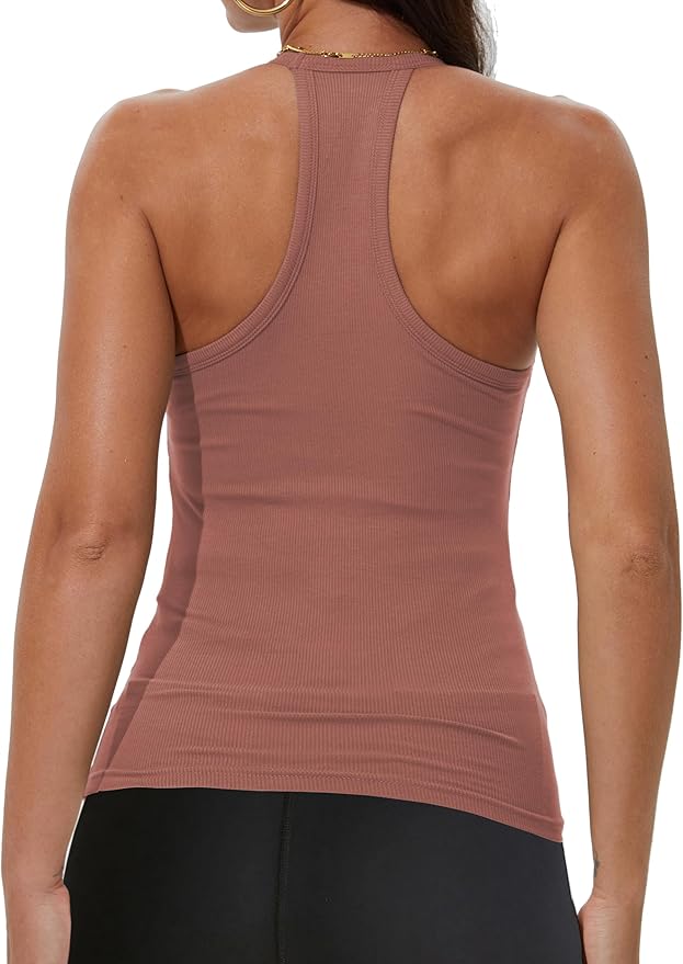iGENJUN Workout Tops for Women Racerback Basic Tank Summer 2025 Camisole V Neck Slim Fit Ribbed Sleeveless-FlexoryFit