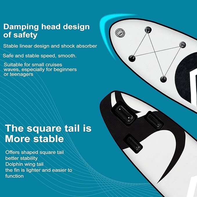 Inflatable Stand Up Paddle Board 10โx30โโ- Ultra-Light SUP with Backpack, Pump, Paddle, Coil Leash, 3 Fins, Repair Kit, Stable Design, Non-Slip EVA Deck for Adults & Youth