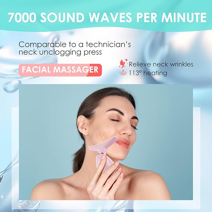 Facial Massager Red-Light-Therapy-for-Face and Neck, Face ๐ฒ culpting Wand with 7 Color - Birthday, Christmas, Mothers Day, Valentines Day Gifts for Her Women Mom Best Friend Wife Teacher (Rose Gold)