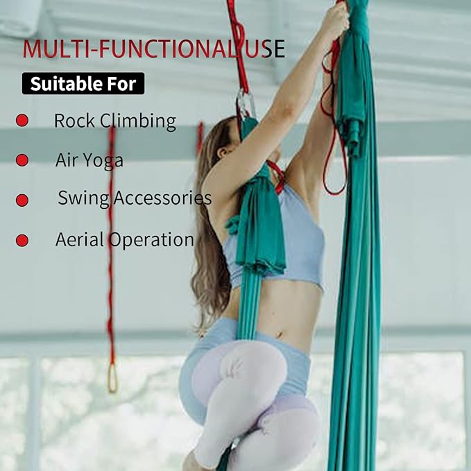 Aerial Yoga Hammock Daisy Chains Strap, Strong 22kN Adjustable with 10 Loops, No Stretch, Climbing Strap Nylon Chain Sling for Aerial Yoga,Swing, Hammock, Suspension, Exercise-FlexoryFit