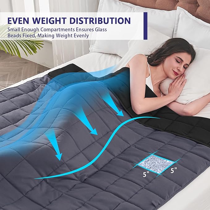 King Size Weighted Blanket for Adults (20 lbs, 80โ x 87โ, Grey& Black) Cooling Heavy Blanket for Sleeping Perfect for 190-210 lbs, Breathable Blanket for Adults & Couple All Season, Machine Washable