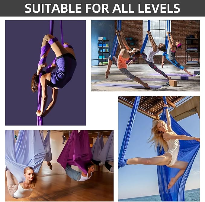 PRIOR FITNESS Aerial Silks Kit Colorful 9/15/20 Yards 40D Nylon Fabric Hammock Set With Hardware & Guide for All Levels Of Aerial Yoga Practice and Acrobatic Flying For Adults Aerial silk-FlexoryFit