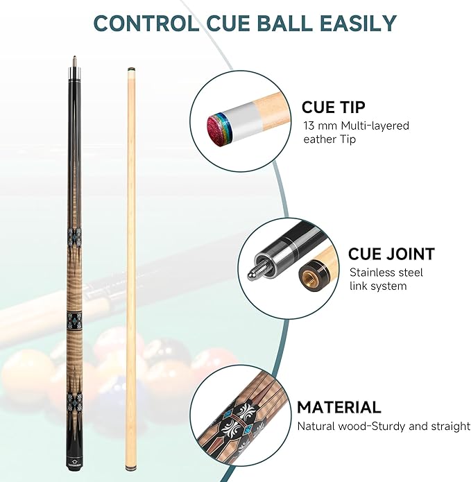 HomeSeason Pool Cue Stick 57" Billiard Cue Sticks Professional Low Deflection Pool Sticks-FlexoryFit