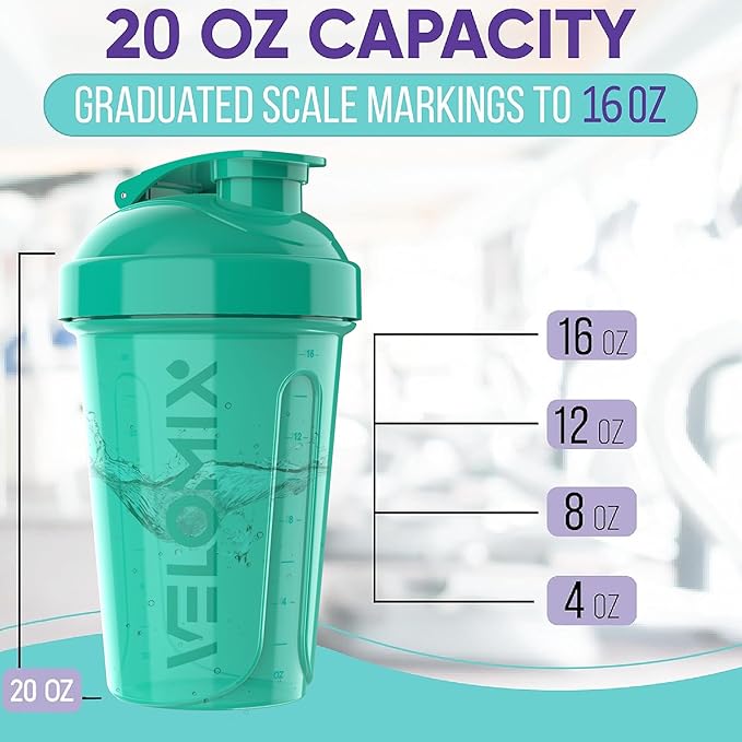 '-6 PACK- 20 OZ Protein Shaker Bottles for Protein Mixes, Shaker Cups for Protein Shakes, Small Shaker Bottle Pack, Shaker Cup, Shakers for protein Shakes (Rose Garden - 6 Pack)-FlexoryFit