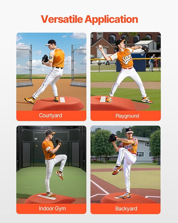 VEVOR Pitching Mound, Baseball Game Mound, Indoor/Outdoor Pitching Practice and Training Equipment, Softball Pitching Aids with Antifade Turf and Pitching Rubber