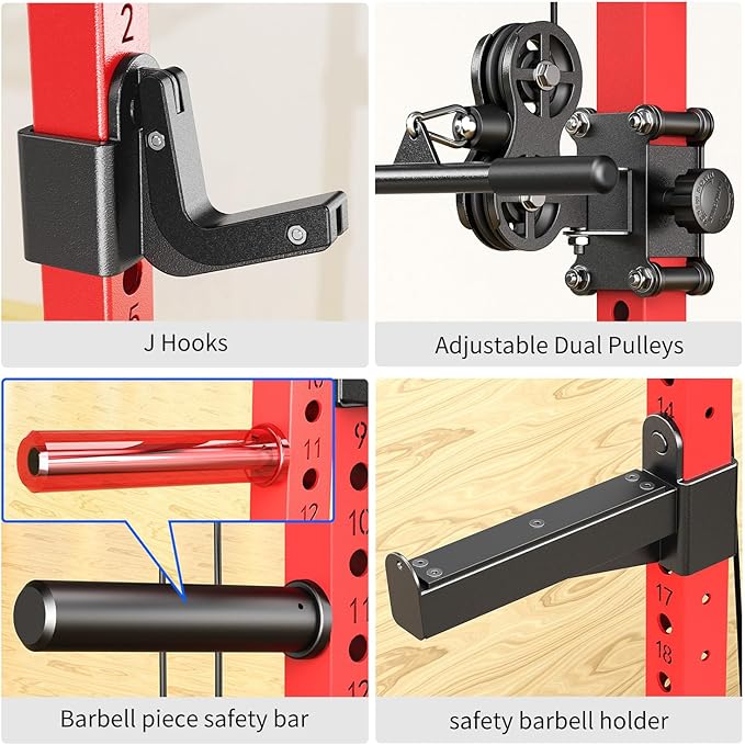 Power Cage,1600lbs Multi-Function Power Rack with Adjustable Cable Crossover System and More Training Attachment, Weight Cage for Home Gym-FlexoryFit