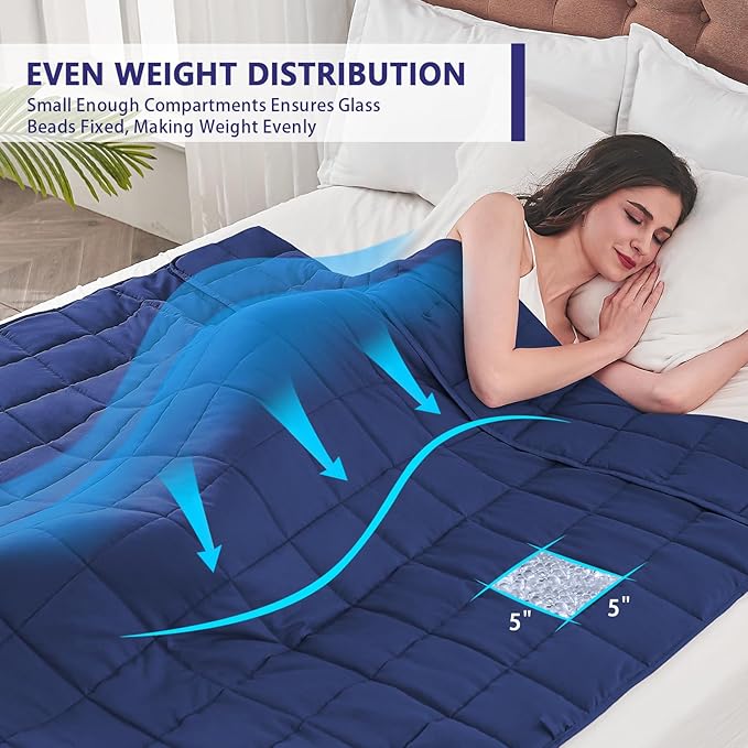 yescool King Size Weighted Blanket for Adults (30 lbs, 80โ x 87โ, Blue) Cooling Heavy Blanket for Sleeping Perfect for 290-310 lbs, Breathable Blanket for Adults & Couple All Season, Machine Washable