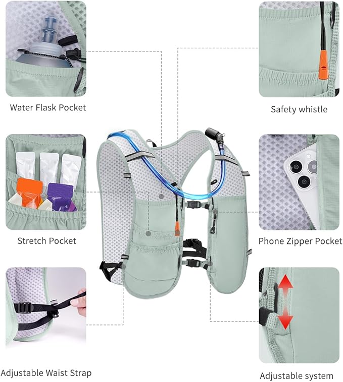 ECOHUB Running Hydration Vest Backpack,Lightweight Breathable Pack with 2L Water Bladder Bag Daypack for Hiking Trail Running Cycling Race Marathon for Women Men-FlexoryFit